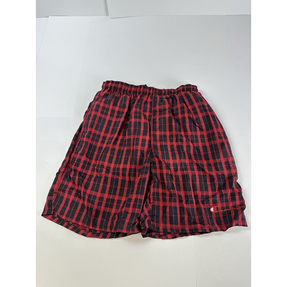 Vintage Champion Mens Medium Geometric Check All Over Print Swim Trunks NWOT
